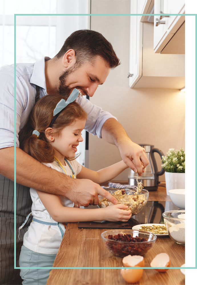 Kochen Vater und Tochter